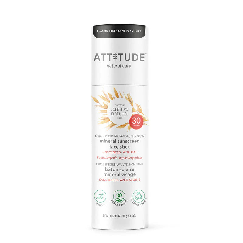Sensitive Skin Small Mineral Sunscreen Face Stick By Attitude - SPF 30