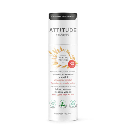Sensitive Skin Small Mineral Sunscreen Face Stick By Attitude - SPF 30
