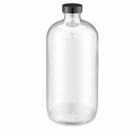 Clear Glass Bottle with Plain Cap