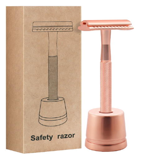 Rose Gold Safety Razor with Stand