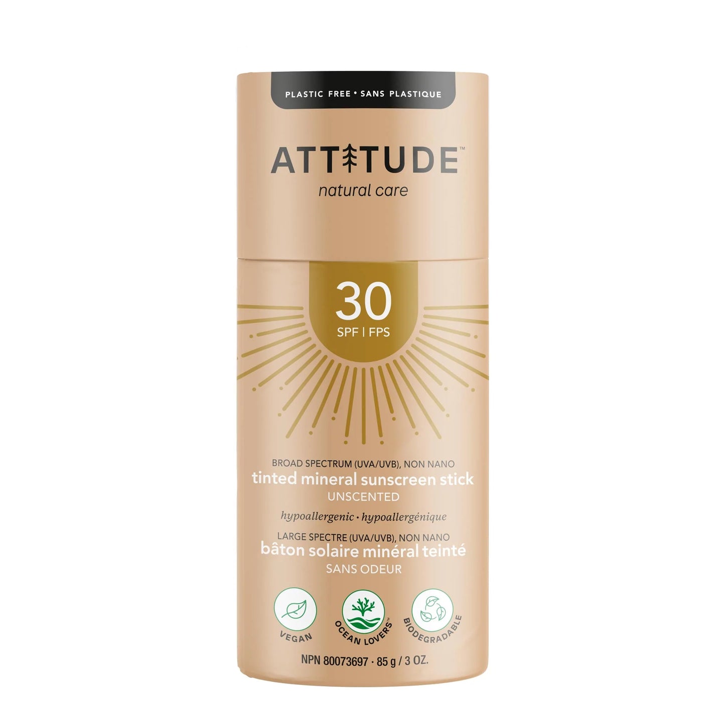 Tinted Mineral Sunscreen Stick By Attitude - SPF 30