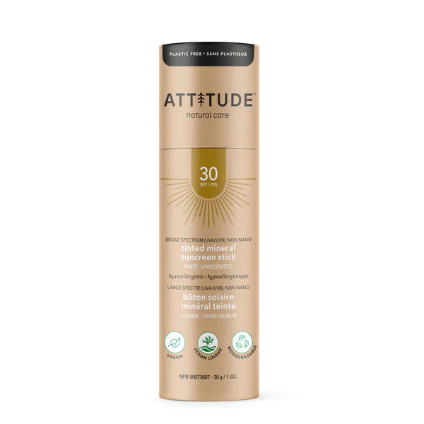 Tinted Mineral Sunscreen Face Stick By Attitude - SPF 30